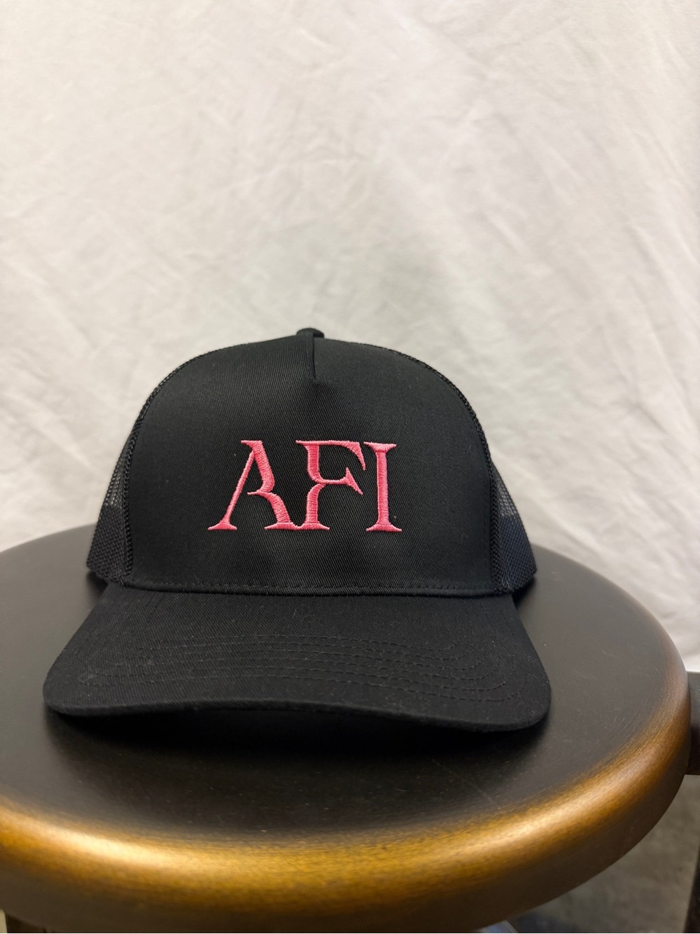 Black Trucker Cap with Pink AFI Embroidery